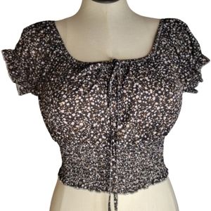 Ribbed boho short sleeve crop top Size Small